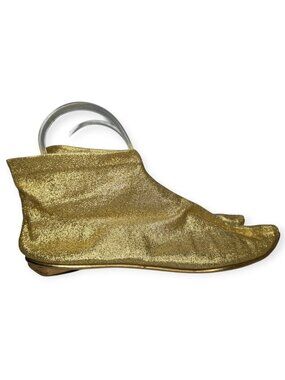 Vintage 1960s? Gold Metallic Stretch Sock Boots Women's Size 7